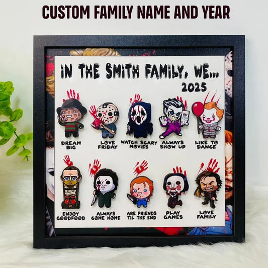 🎃 Personalized "In This House We..." Halloween Horror 3D Wooden Sign 🎃 Handcrafted 3D Wooden Frame Sign