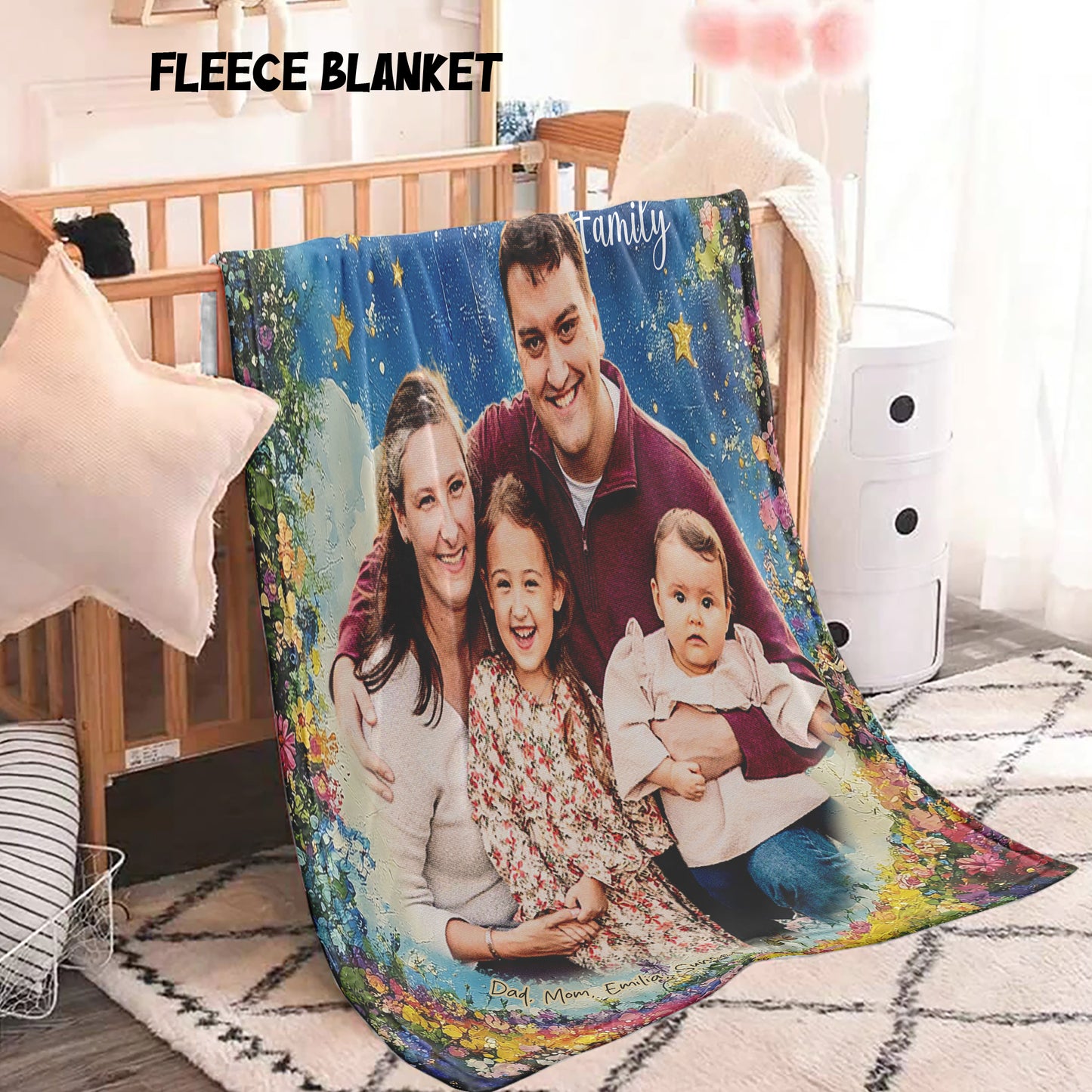 Custom Photo Family To My Mom Woven Cozy Blanket, Mom Gift Fleece Blanket 1