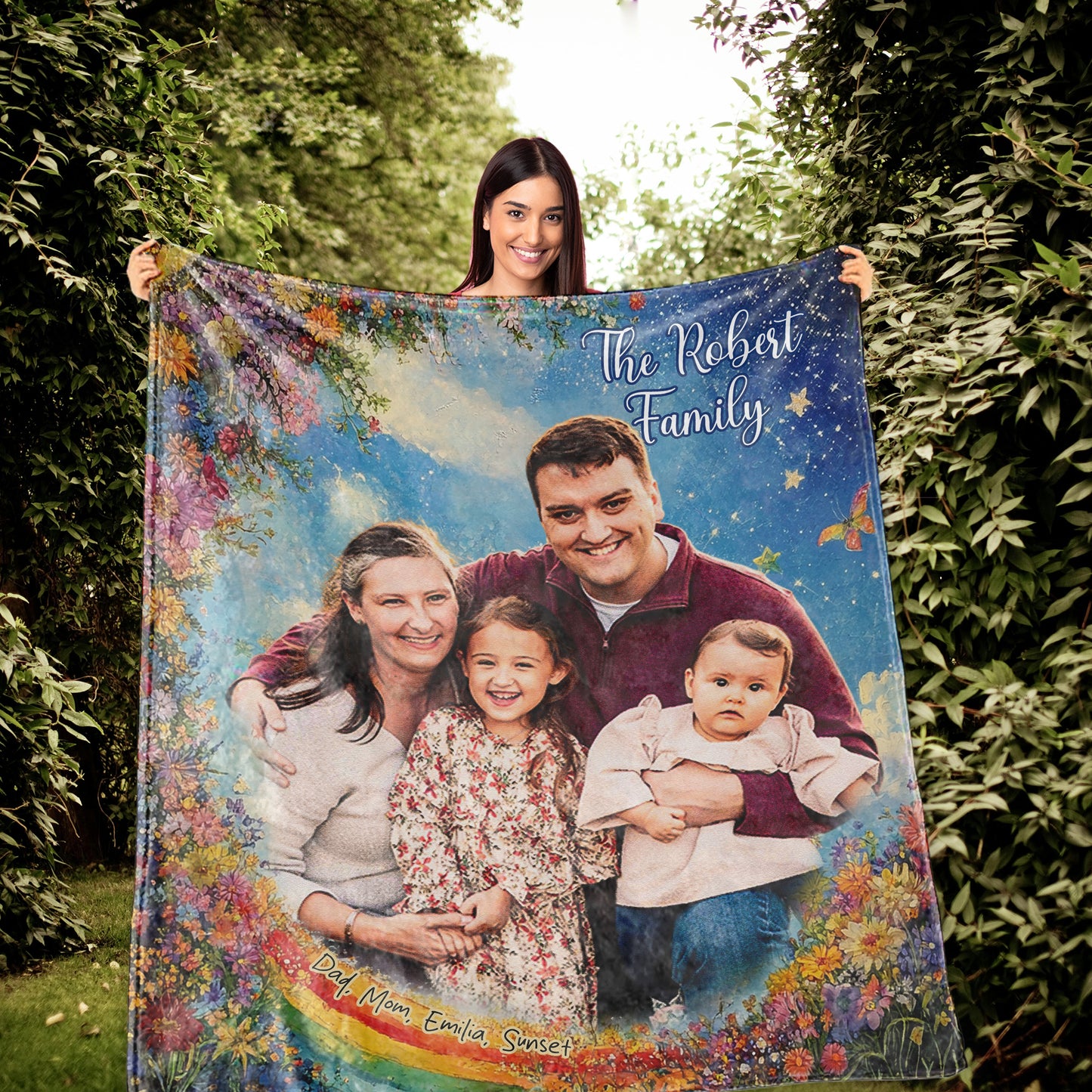 Custom Photo Family To My Mom Woven Cozy Blanket, Mom Gift Fleece Blanket