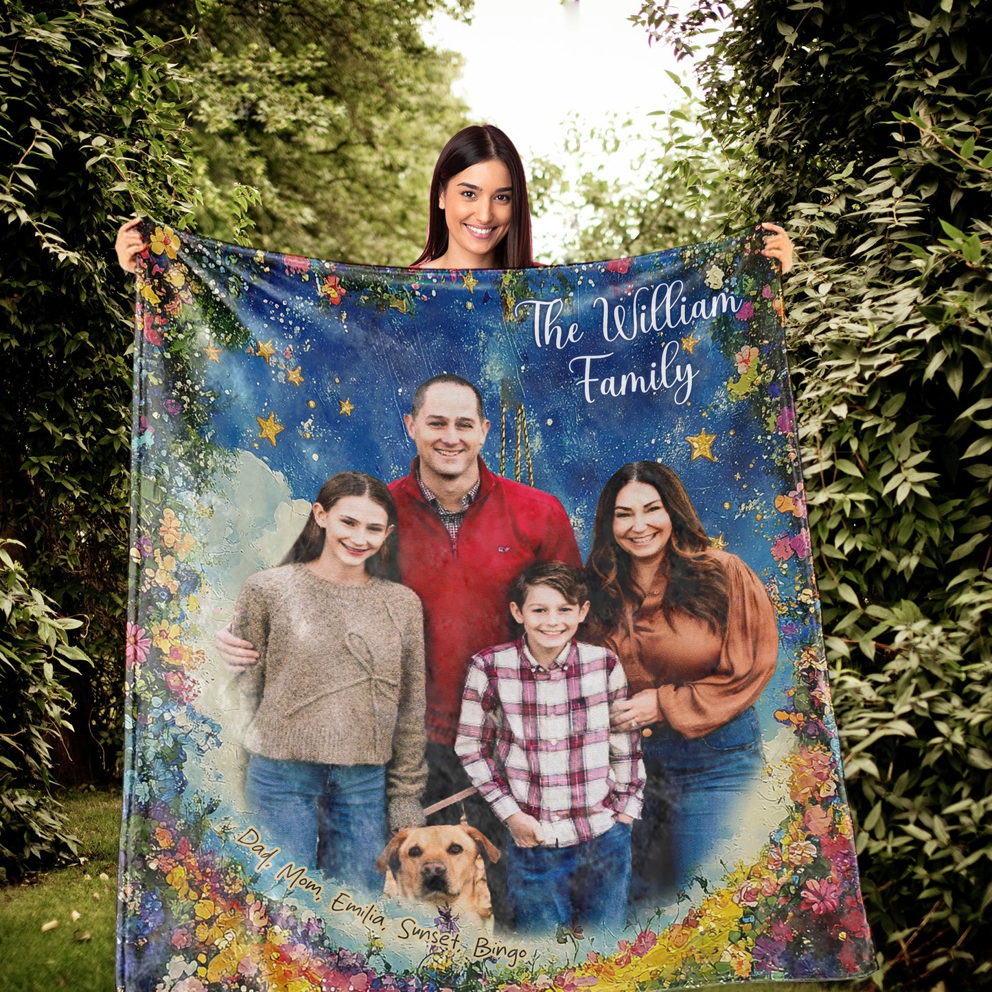 Custom Photo Family To My Mom Woven Cozy Blanket, Mom Gift Fleece Blanket 1