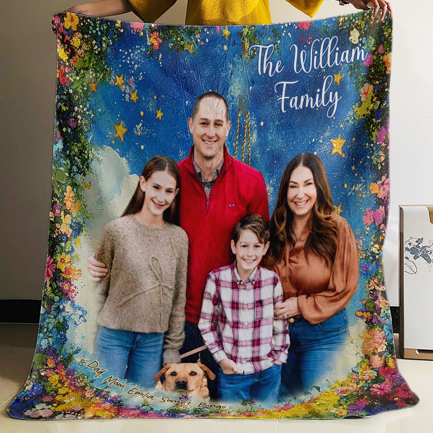 Custom Photo Family To My Mom Woven Cozy Blanket, Mom Gift Fleece Blanket 1