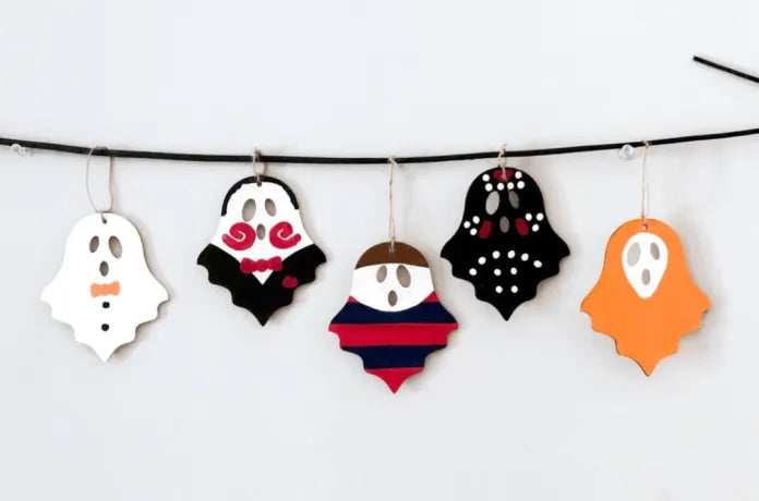 Set 8 Character Spooky Ghost Character Garland | Handmade Halloween Hanging Decor | Horror Icons