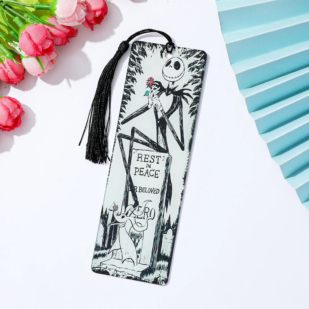 Set Christmas Fright Night Acrylic Bookmark with Tassel Horror Movie Lovers Book Fans Reading Gift Party Gift