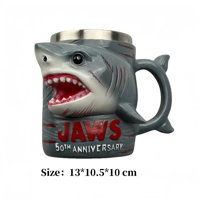 Limited Edition Jaws 50th Anniversary Whiskey Glass - Engraved 1975-2026 with Realistic Shark Glass Feature. Rare Movie Collectible.