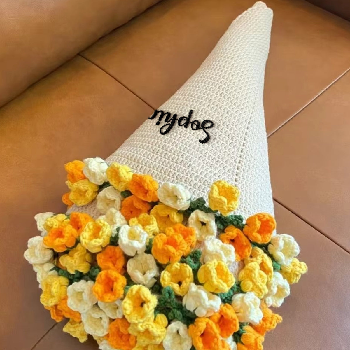 Personalized Crochet Flower Bouquet Blanket,Crocheted 3D Red Rose Bouquet,Granny Square Afghan, Knitted Sofa Blanket, Mother's Day Gift