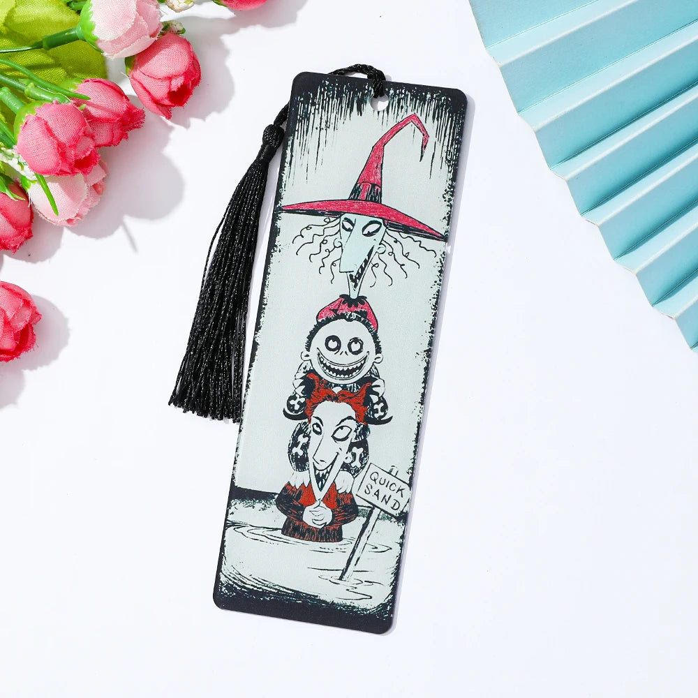 Set Christmas Fright Night Acrylic Bookmark with Tassel Horror Movie Lovers Book Fans Reading Gift Party Gift