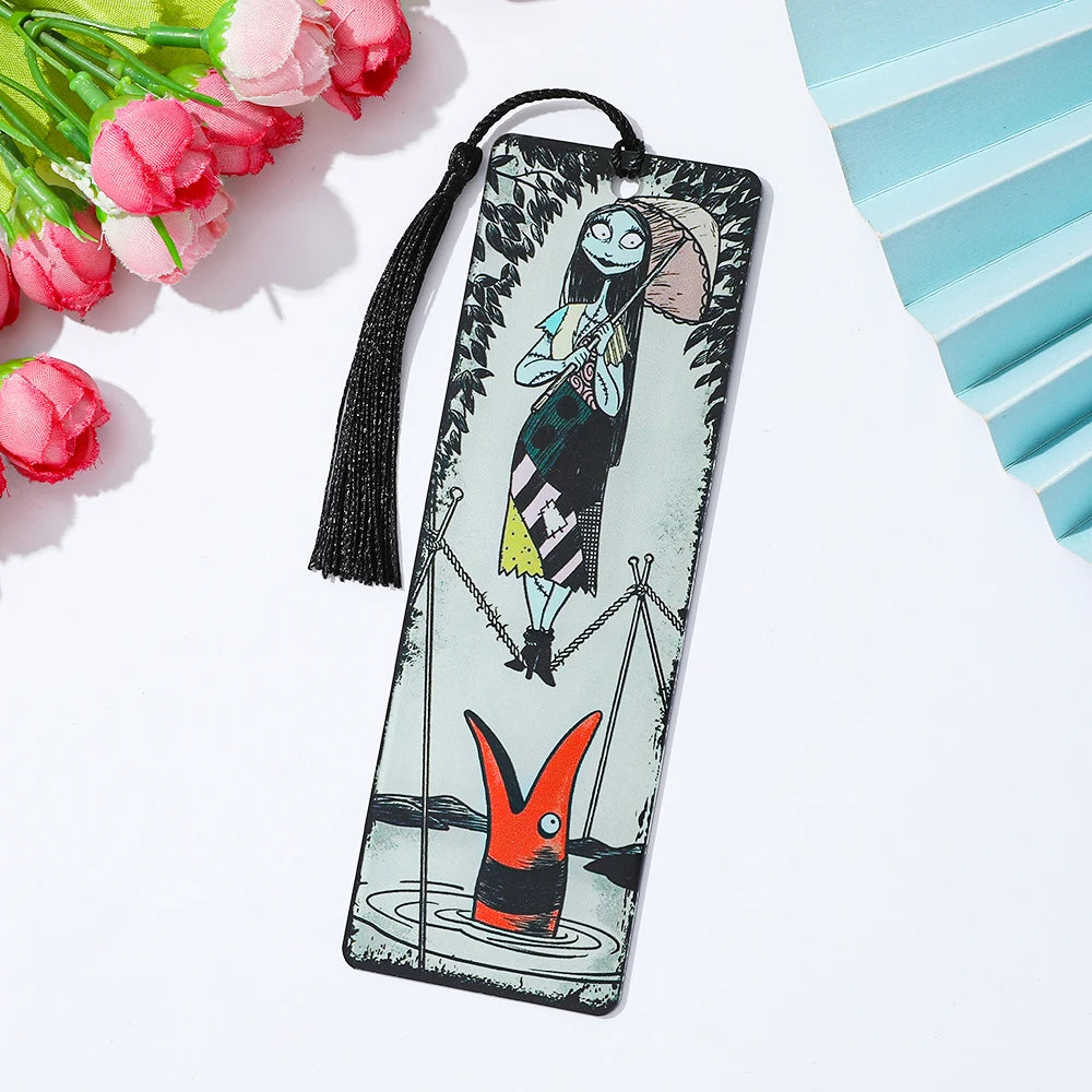 Set Christmas Fright Night Acrylic Bookmark with Tassel Horror Movie Lovers Book Fans Reading Gift Party Gift