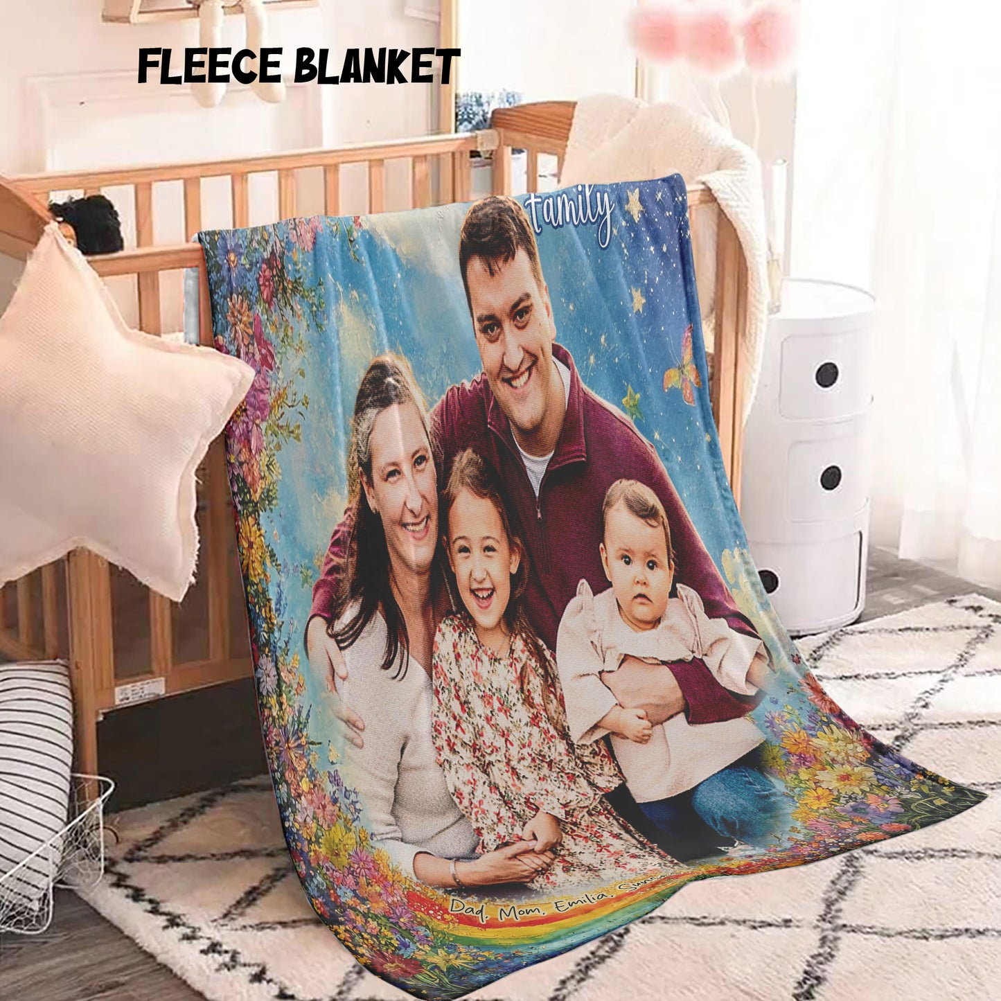 Custom Photo Family To My Mom Woven Cozy Blanket, Mom Gift Fleece Blanket