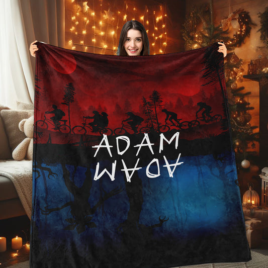 Personalized Ride Retro Blanket, Personalized Custom Name Blanket 80s Horror TV Series Blanket, Christmas Gift, Friends Gift, Teen Birthday Gift
