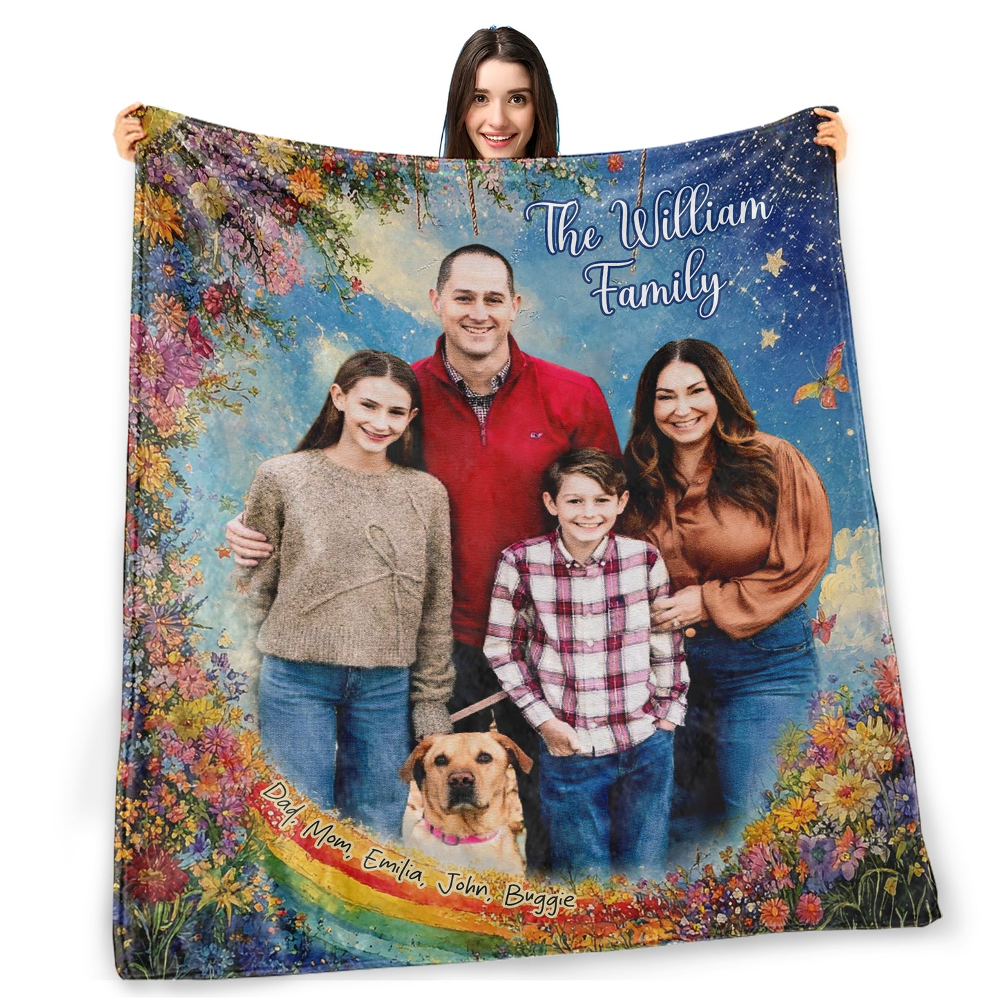 Custom Photo Family To My Mom Woven Cozy Blanket, Mom Gift Fleece Blanket