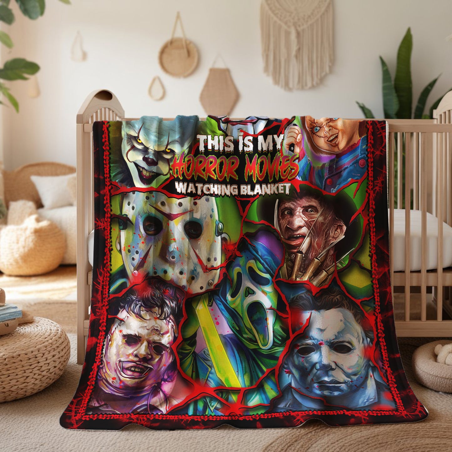 Personalized This Is My Horror Movies Watching Blanket, Custom Scary Movie Blanket