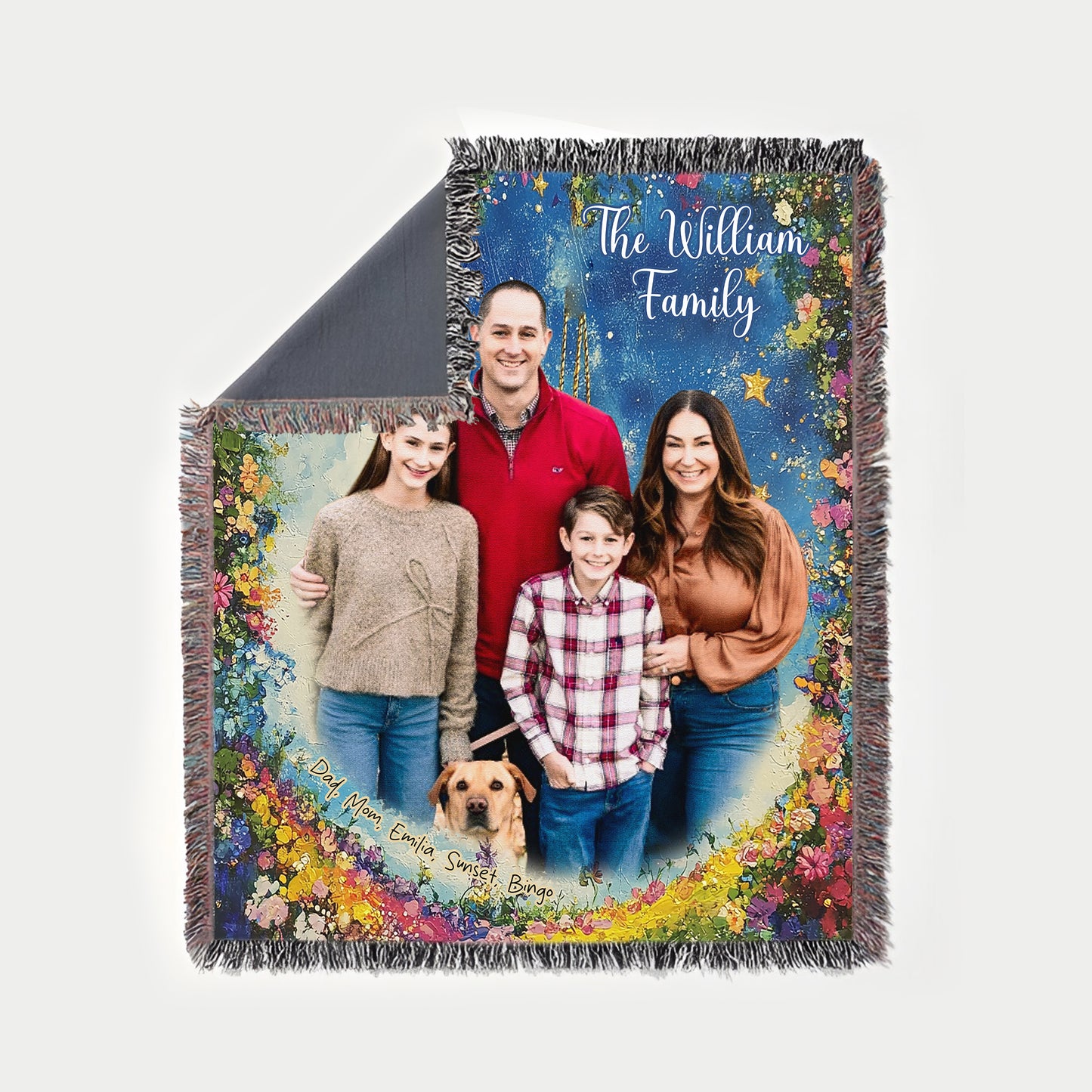 Custom Photo Family To My Mom Woven Cozy Blanket, Mom Gift Fleece Blanket 1