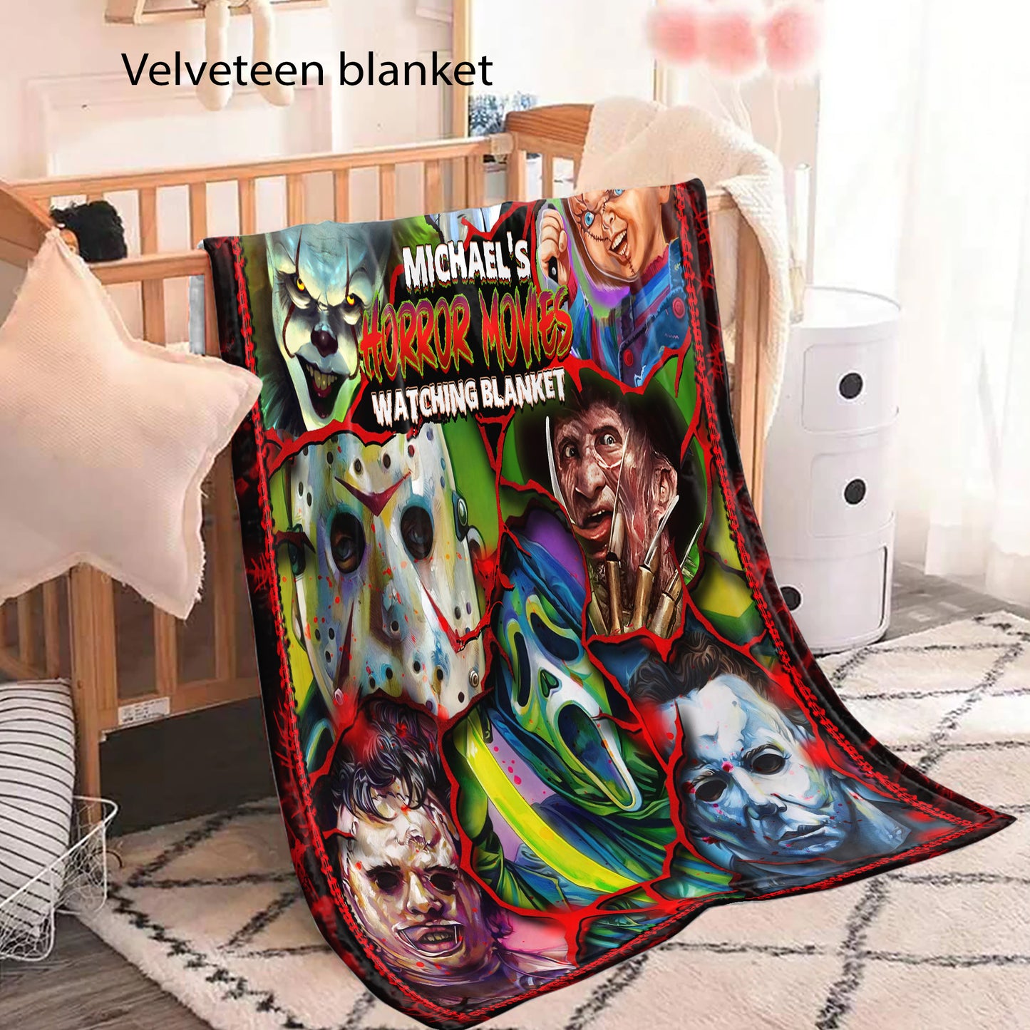 Personalized This Is My Horror Movies Watching Blanket, Custom Scary Movie Blanket