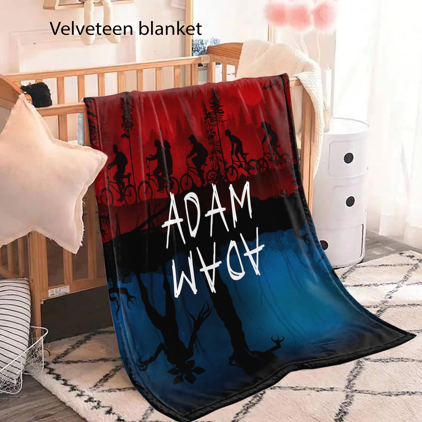 Personalized Ride Retro Blanket, Personalized Custom Name Blanket 80s Horror TV Series Blanket, Christmas Gift, Friends Gift, Teen Birthday Gift