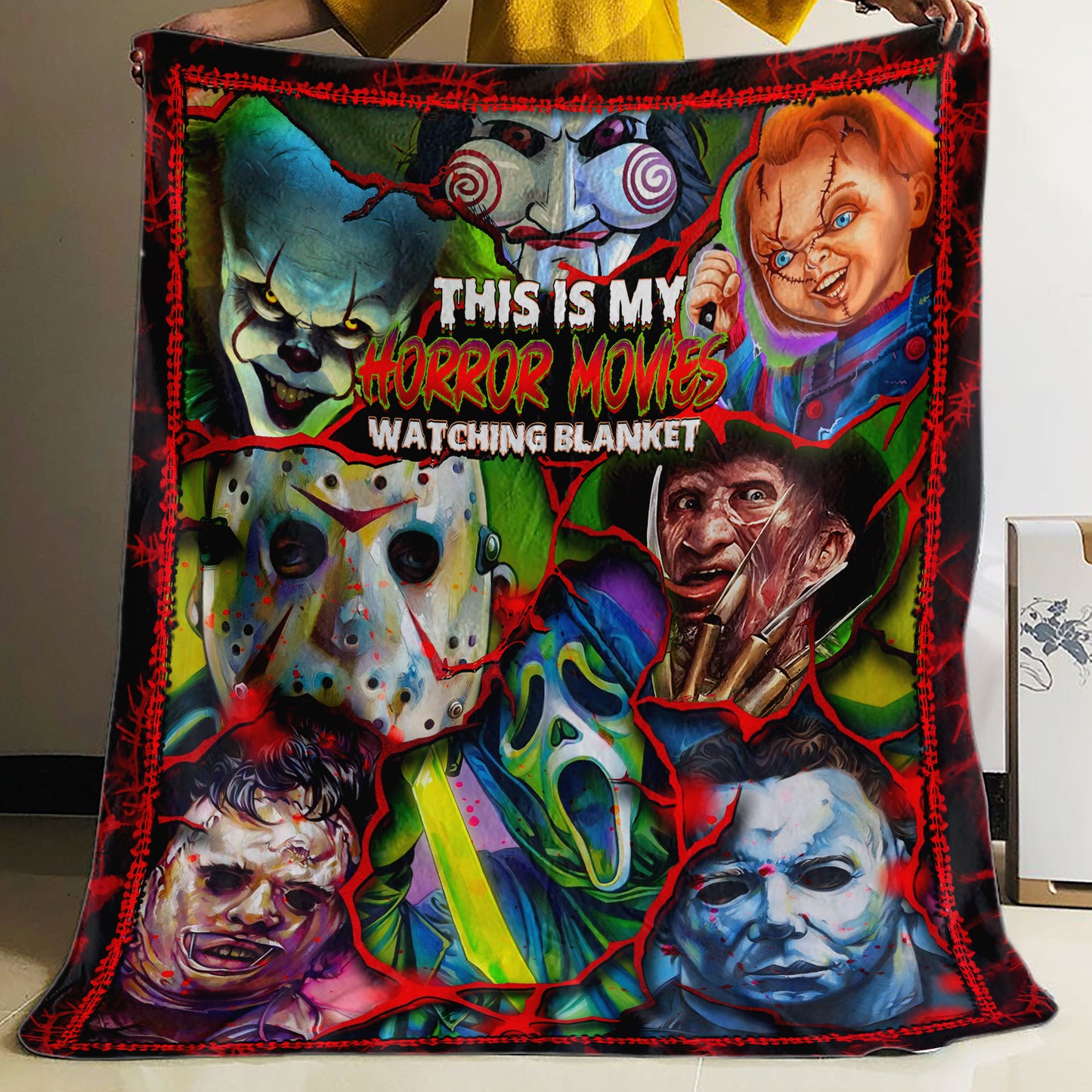 Personalized This Is My Horror Movies Watching Blanket, Custom Scary Movie Blanket