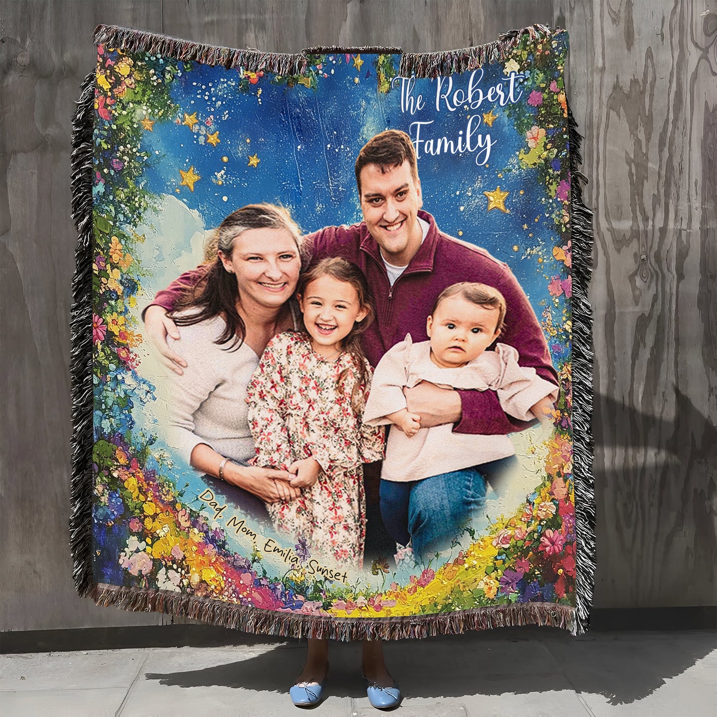 Custom Photo Family To My Mom Woven Cozy Blanket, Mom Gift Fleece Blanket 1