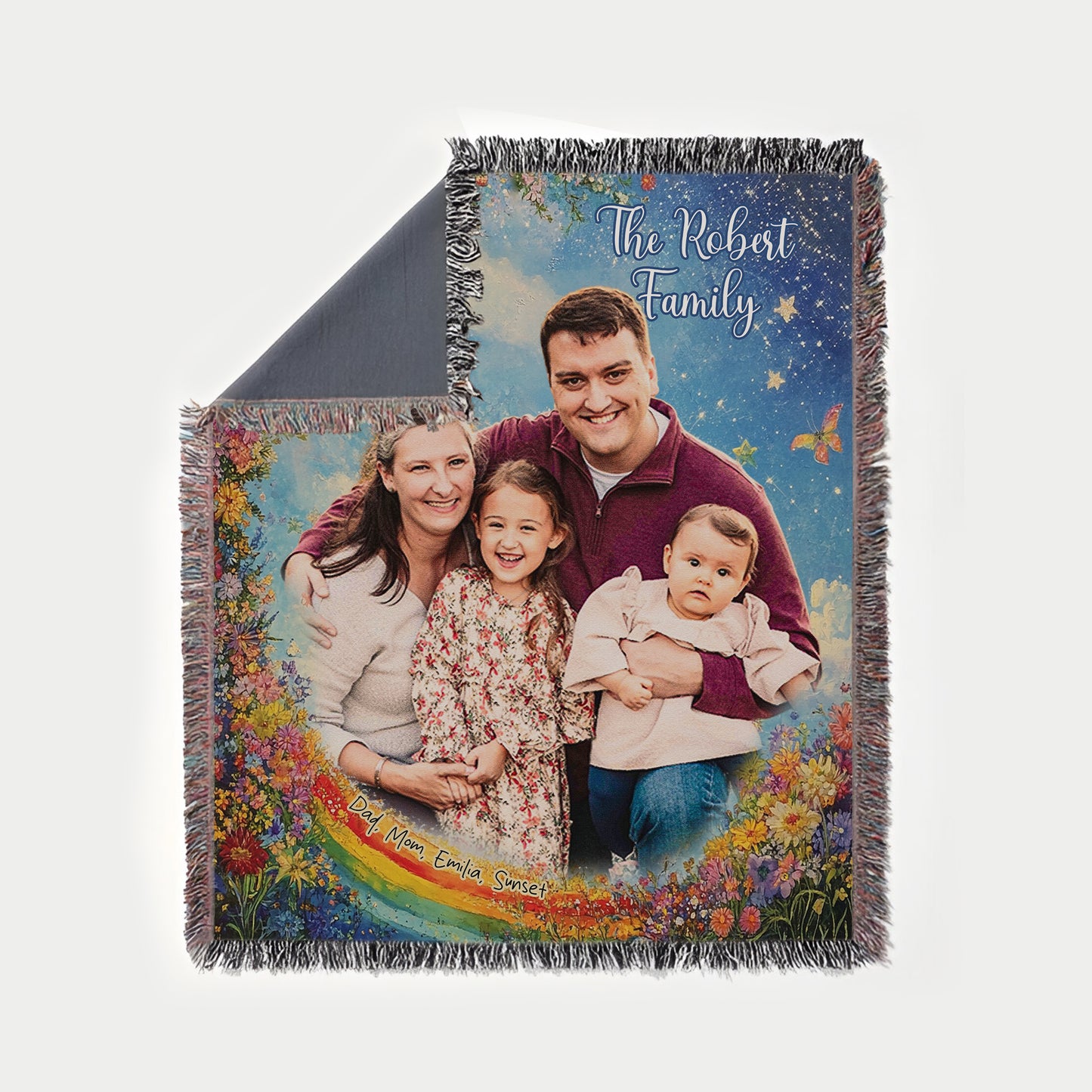 Custom Photo Family To My Mom Woven Cozy Blanket, Mom Gift Fleece Blanket