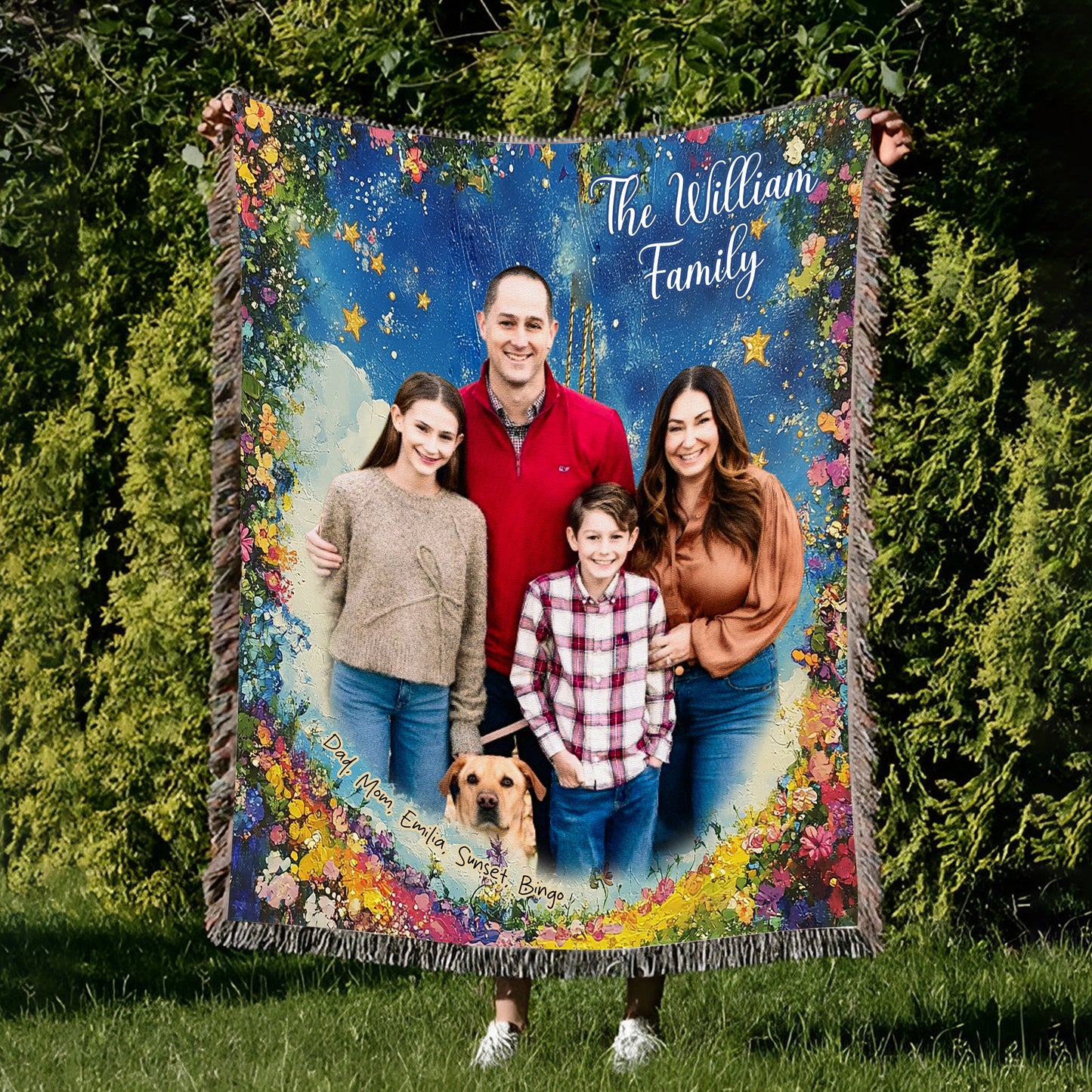 Custom Photo Family To My Mom Woven Cozy Blanket, Mom Gift Fleece Blanket 1