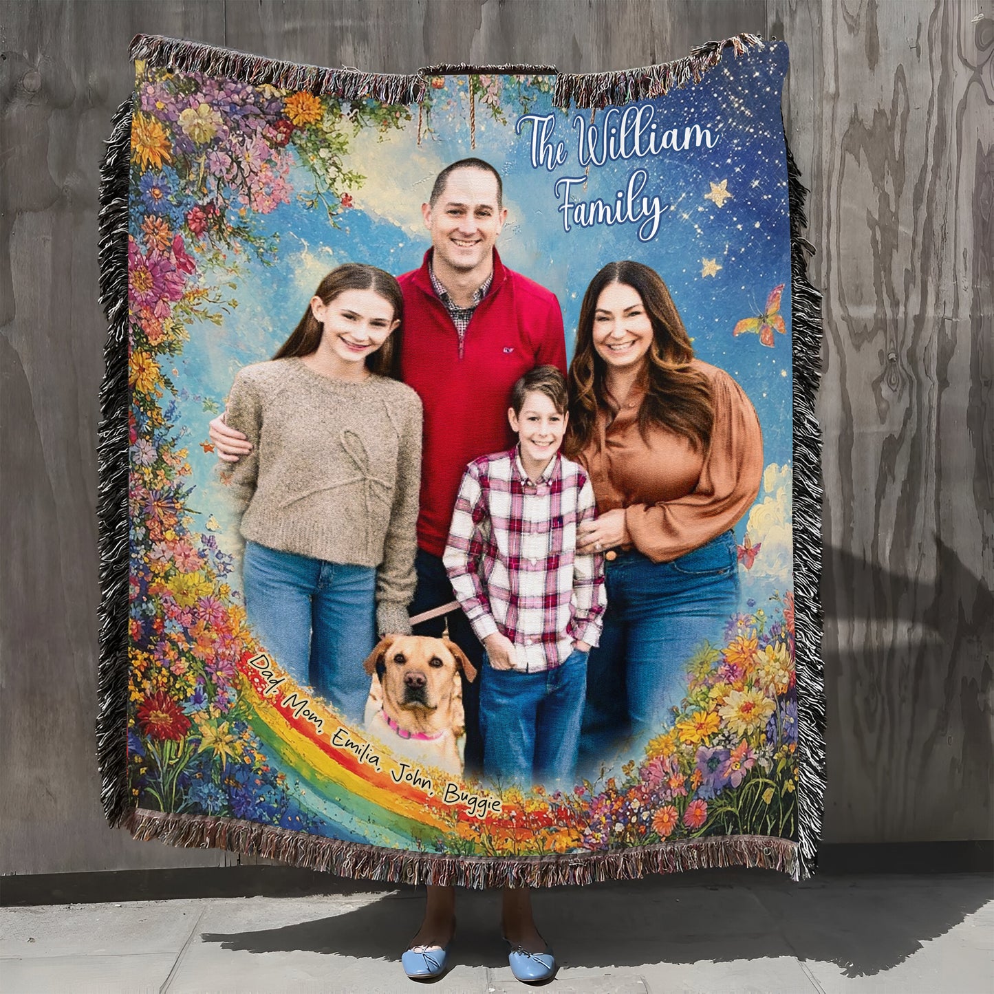 Custom Photo Family To My Mom Woven Cozy Blanket, Mom Gift Fleece Blanket