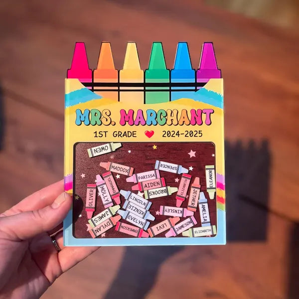 Custom Teacher Crayon Magnet, Teacher Appreciation Gifts, Custom Teacher Gifts Magnet, Thank You Gift, Crayon Shaker Magnet With Kids Names