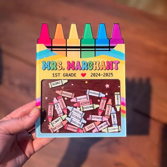 Custom Teacher Crayon Magnet, Teacher Appreciation Gifts, Custom Teacher Gifts Magnet, Thank You Gift, Crayon Shaker Magnet With Kids Names