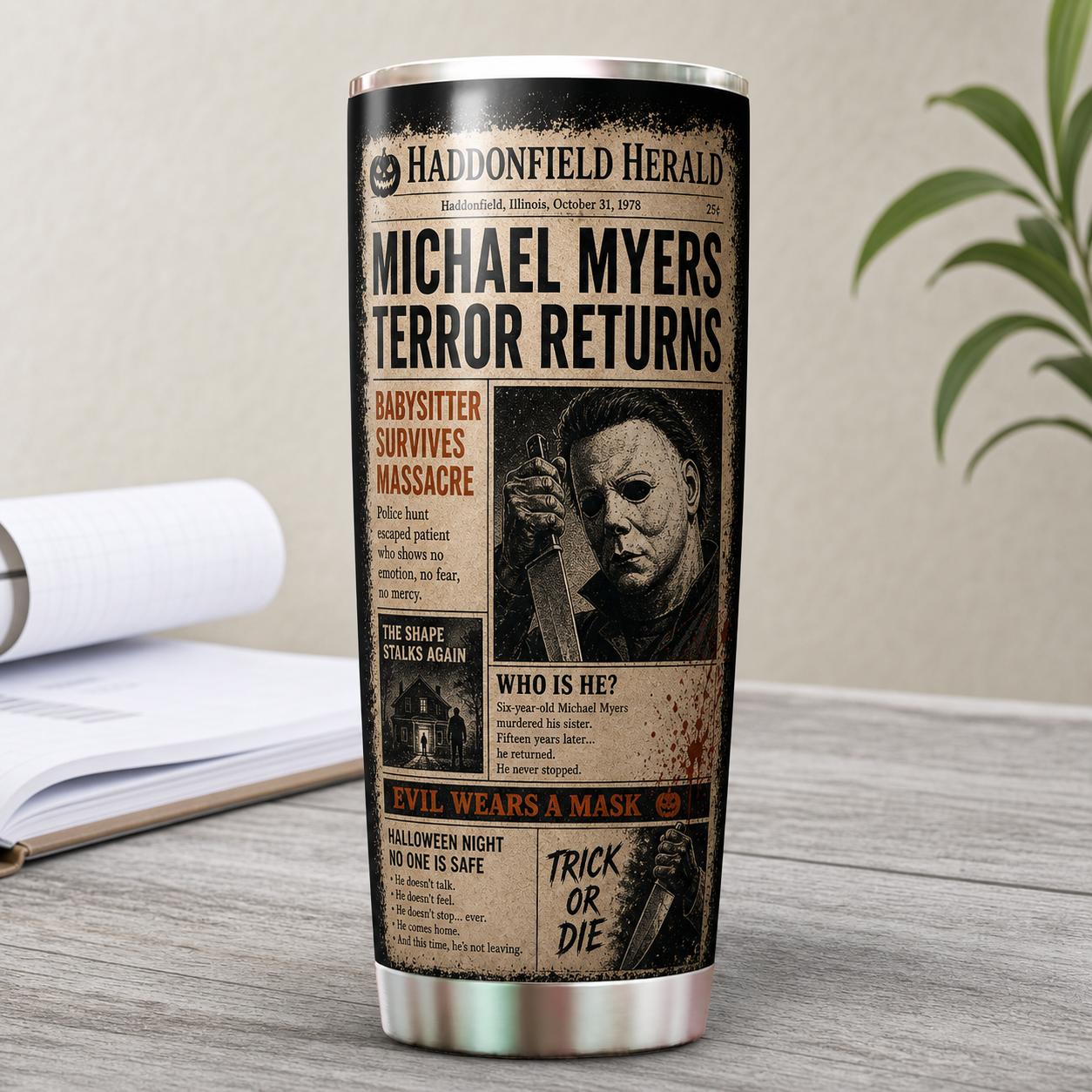 Michael Myers  20oz Stainless Steel Halloween Cup - Horror Mug - Gift for Adults