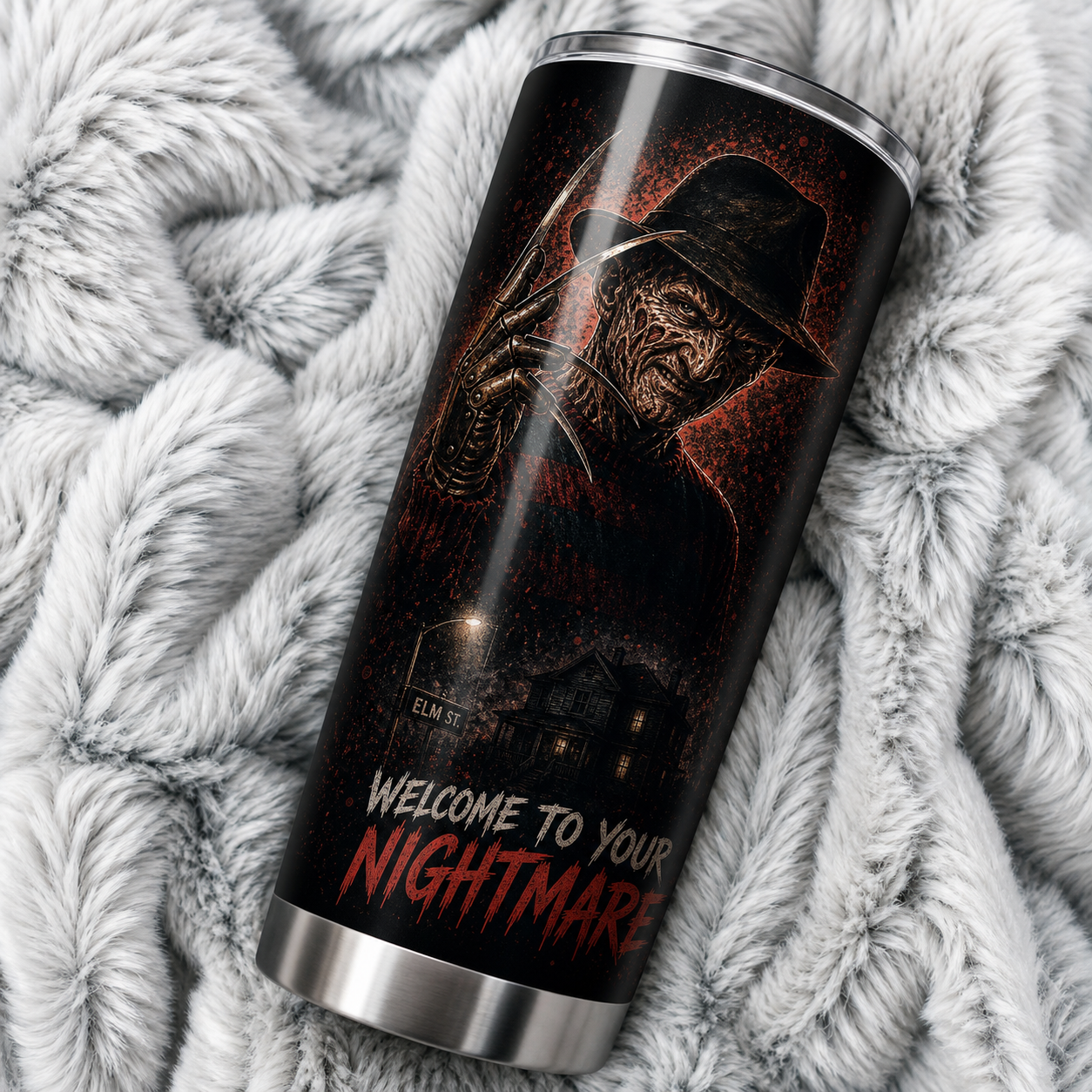 Freddy Krueger 20oz Stainless Steel Halloween Cup - Horror Mug - Gift for Adults
