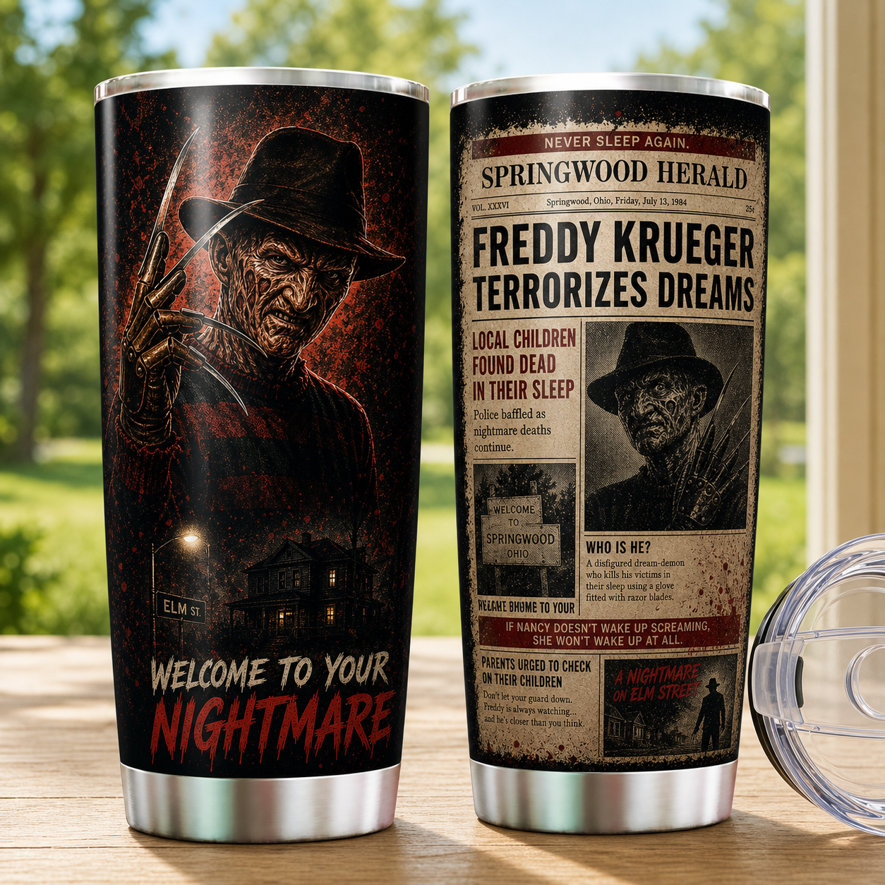 Freddy Krueger 20oz Stainless Steel Halloween Cup - Horror Mug - Gift for Adults