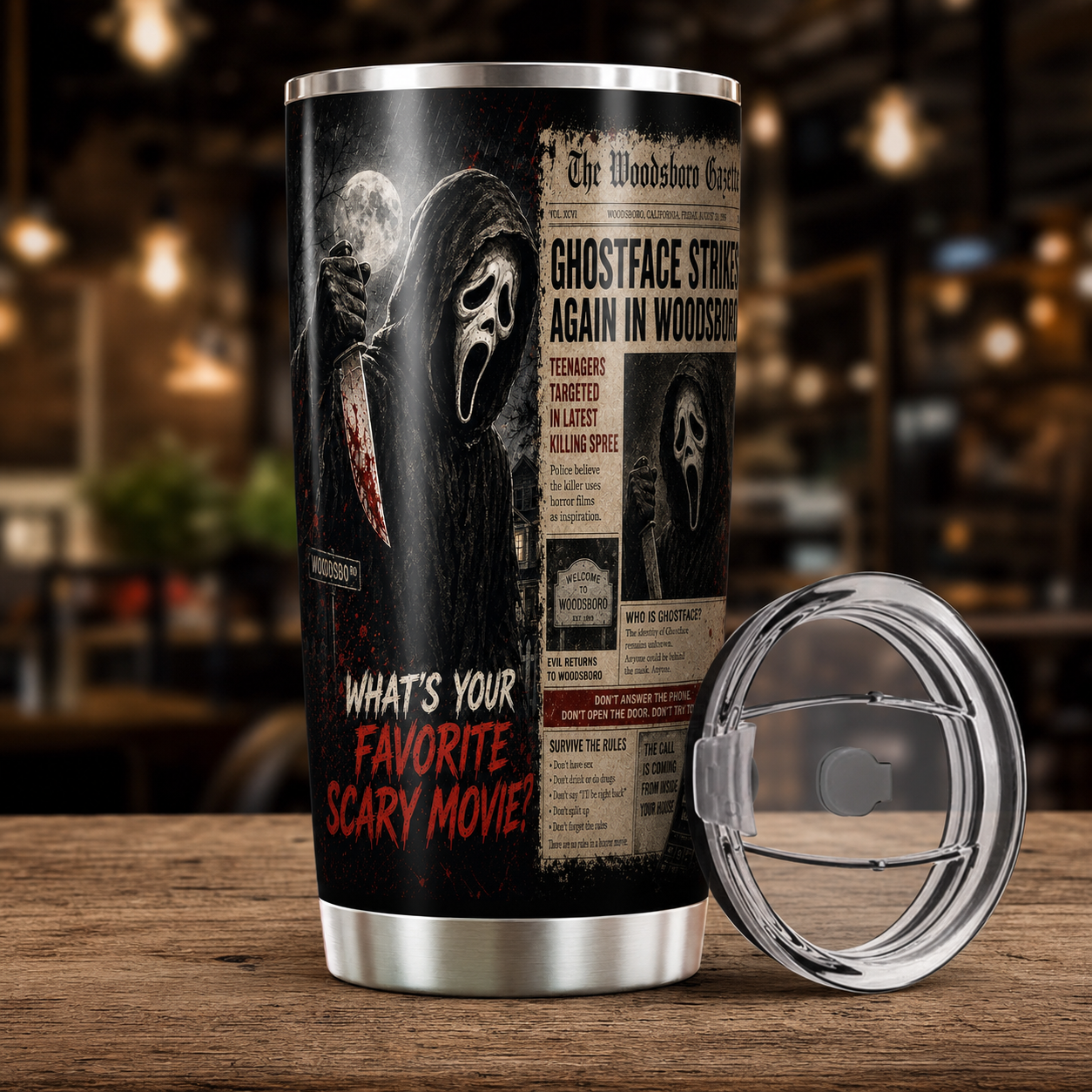 Ghostface 20oz Stainless Steel Halloween Cup - Horror Mug - Gift for Adults