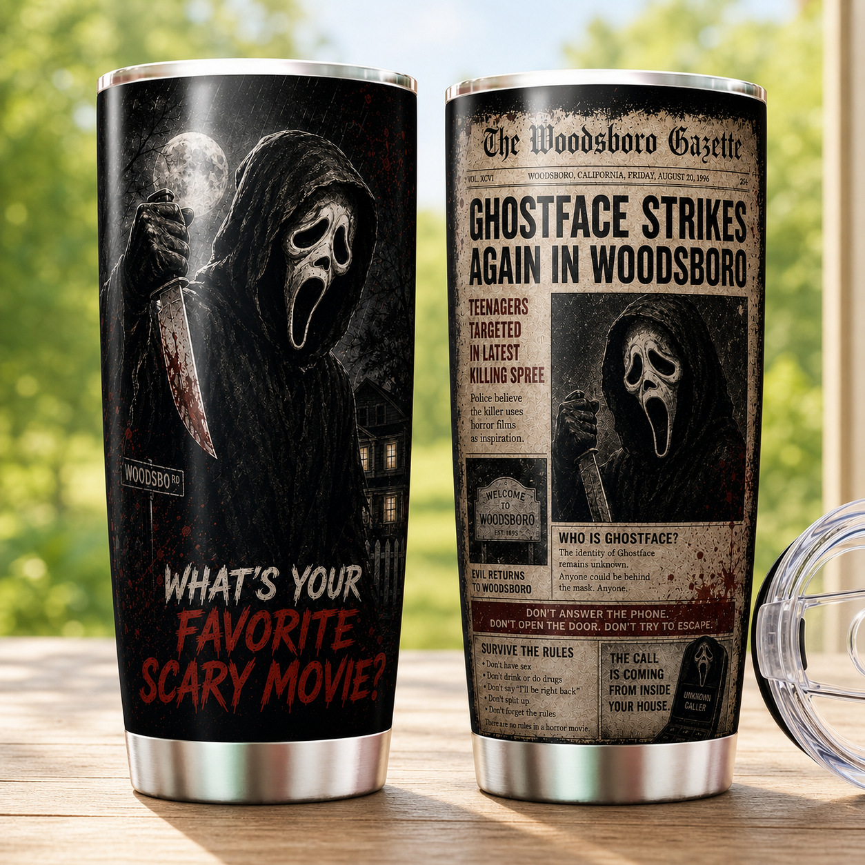Ghostface 20oz Stainless Steel Halloween Cup - Horror Mug - Gift for Adults