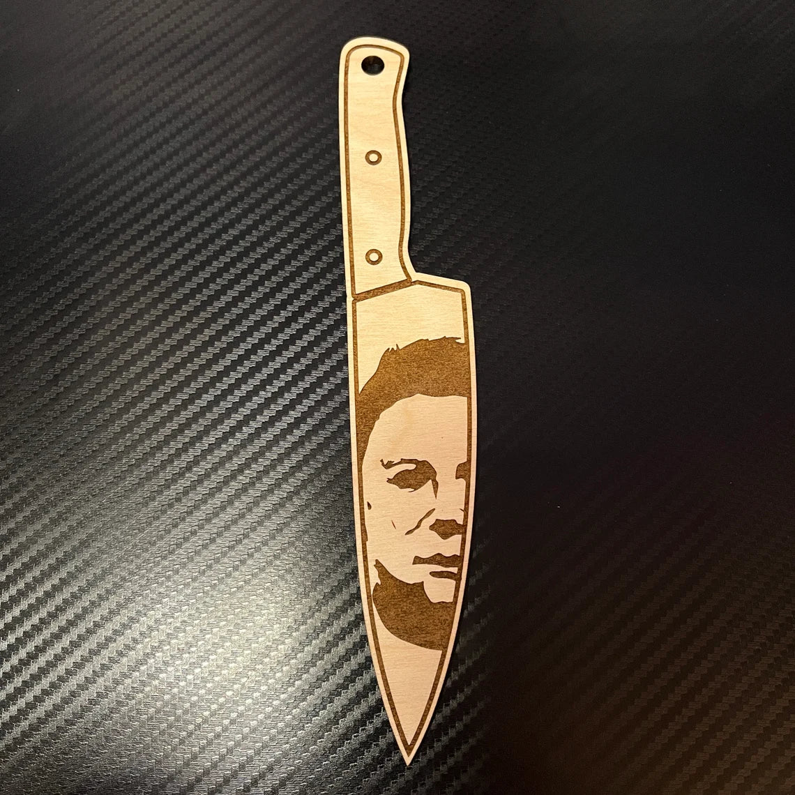 Personalized Horror Icon Portrait Wooden Knife Replica Art, Gifts for Horror Fans, Halloween Decor, Horror Collectible