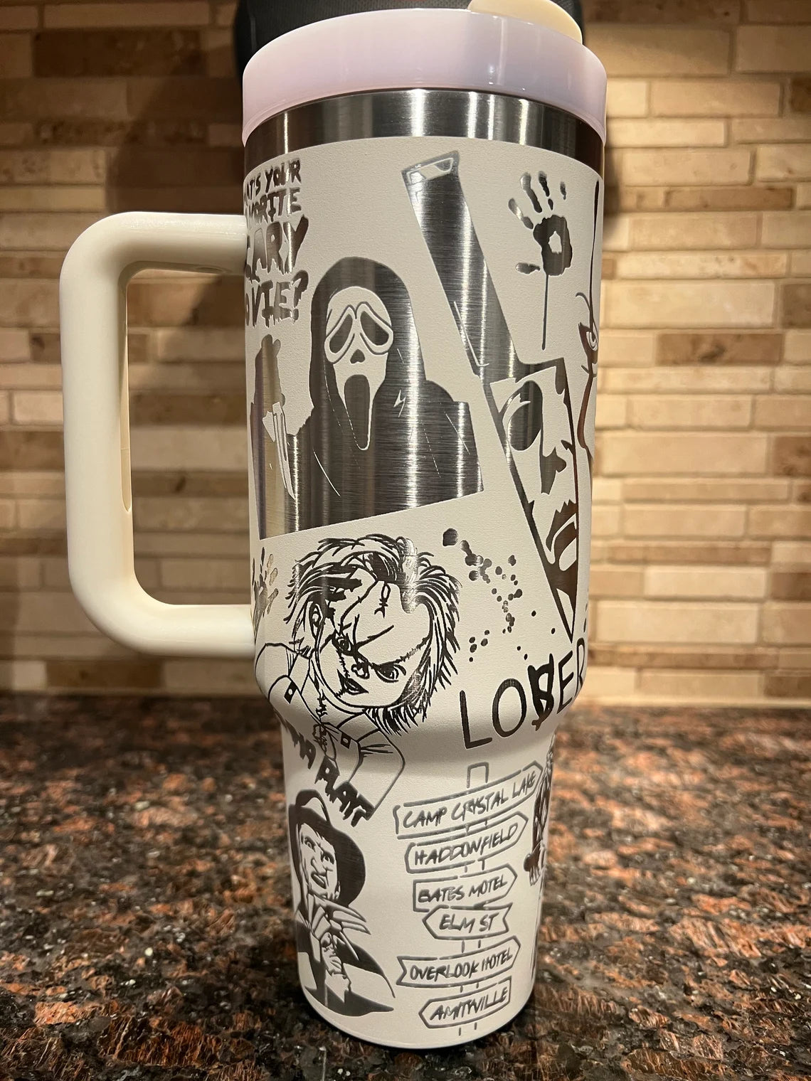 Laser Engraved Tumblers – Horror Movie Characters (Jason, Michael Myers, Pennywise & More) – 40oz Custom Tumblers for Horror Fans