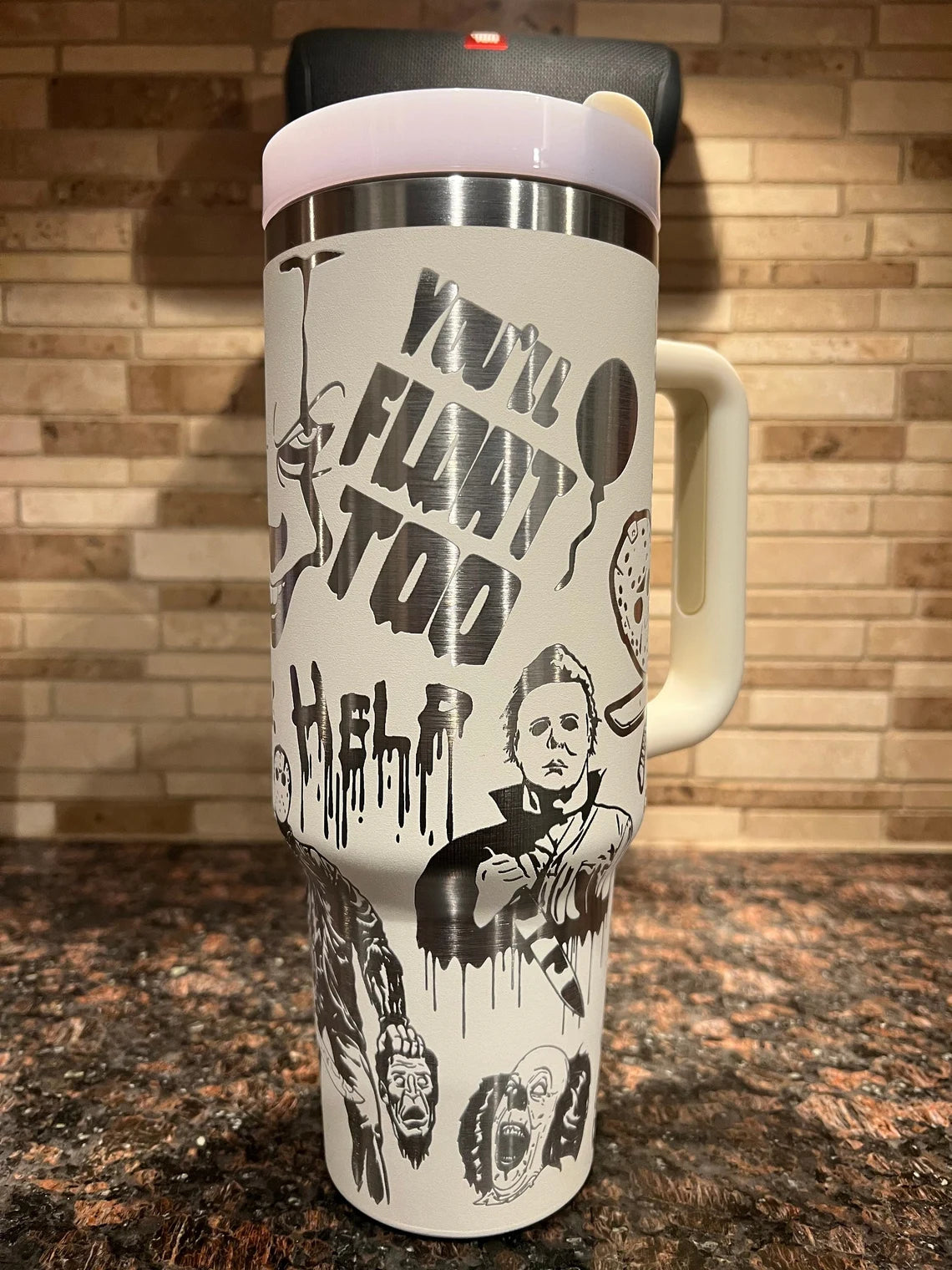 Laser Engraved Tumblers – Horror Movie Characters (Jason, Michael Myers, Pennywise & More) – 40oz Custom Tumblers for Horror Fans