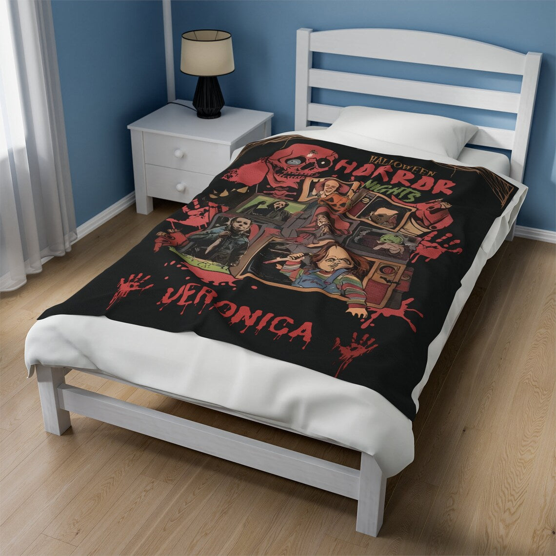 Personalized Horror Fan Blanket, Custom Scary Movie Blanket, Horror Movie lover, Halloween Blanket, Slasher Movie, Girlfriend Gift