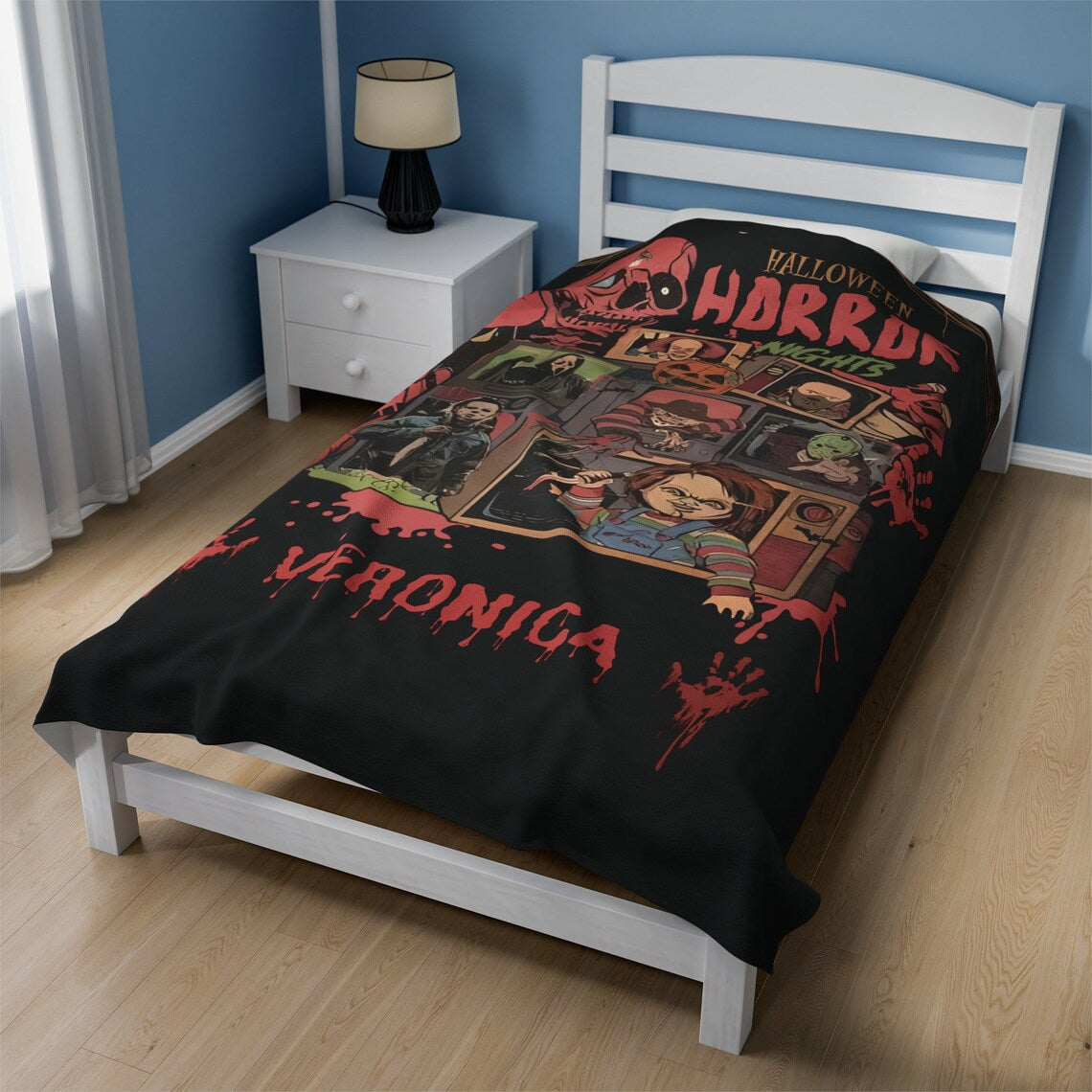 Personalized Horror Fan Blanket, Custom Scary Movie Blanket, Horror Movie lover, Halloween Blanket, Slasher Movie, Girlfriend Gift