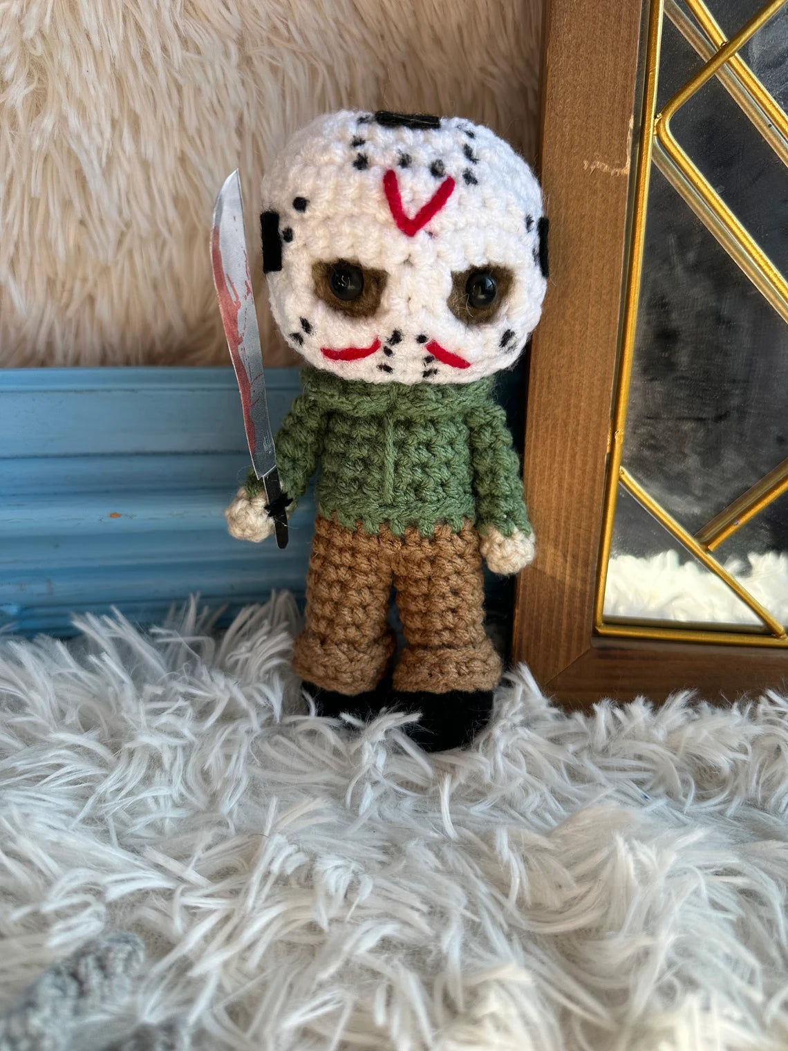 🎃 Horror Plush Collectibles – Handmade Crochet Halloween Slasher Dolls 🧶🔪, Horror Doll Plush – Cute & Creepy Handmade Crochet Gifts