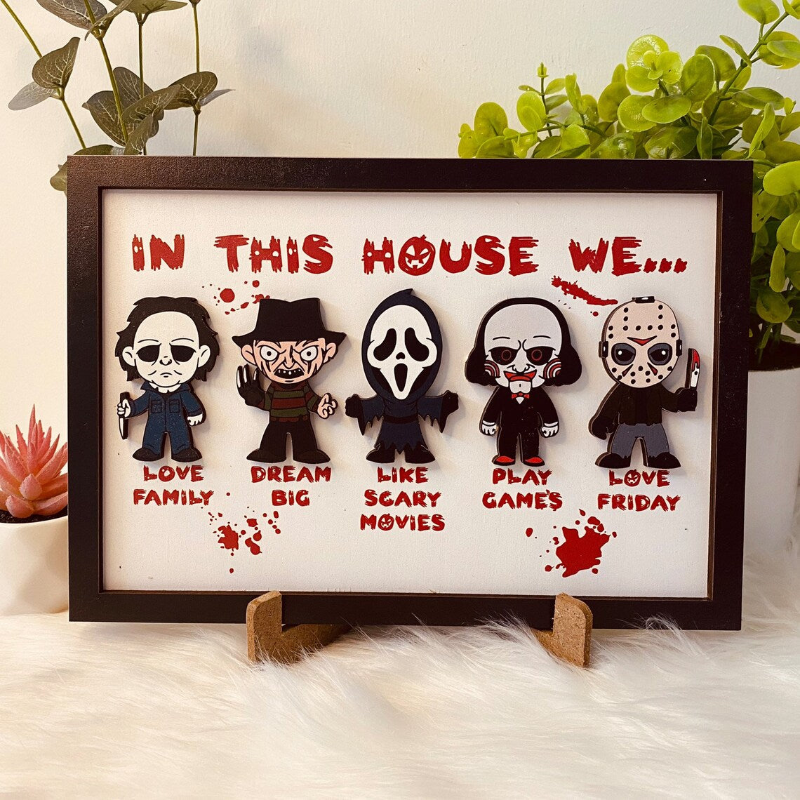 🎃 Personalized "In This House We..." Halloween Horror 3D Wooden Sign 🎃