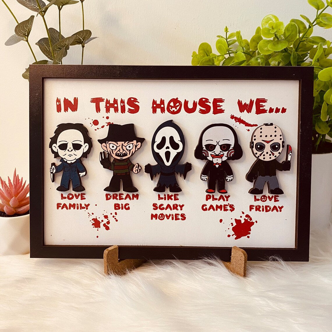 🎃 Personalized "In This House We..." Halloween Horror 3D Wooden Sign 🎃