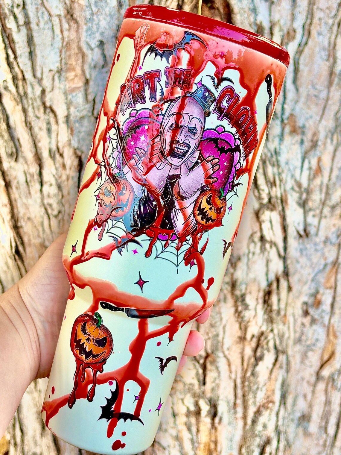 40 oz Clown Horror Blood Drip Tumbler | Spooky Horror-Themed Cup | Creepy Clown Gift for Horror Fans