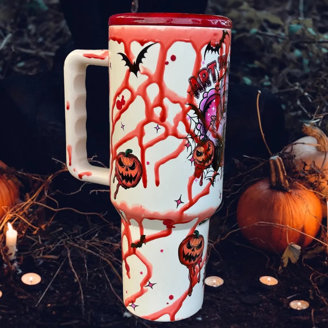 40 oz Clown Horror Blood Drip Tumbler | Spooky Horror-Themed Cup | Creepy Clown Gift for Horror Fans