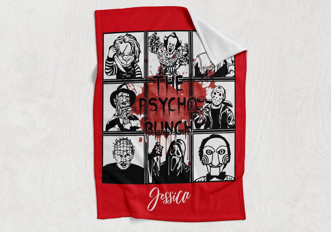 Personalized Horror Fan Blanket, Halloween Horror Movie Blanket, Scary Blanket, Horror Movie Blanket, Halloween Movie Night Cozy Blanket, Classic Horror