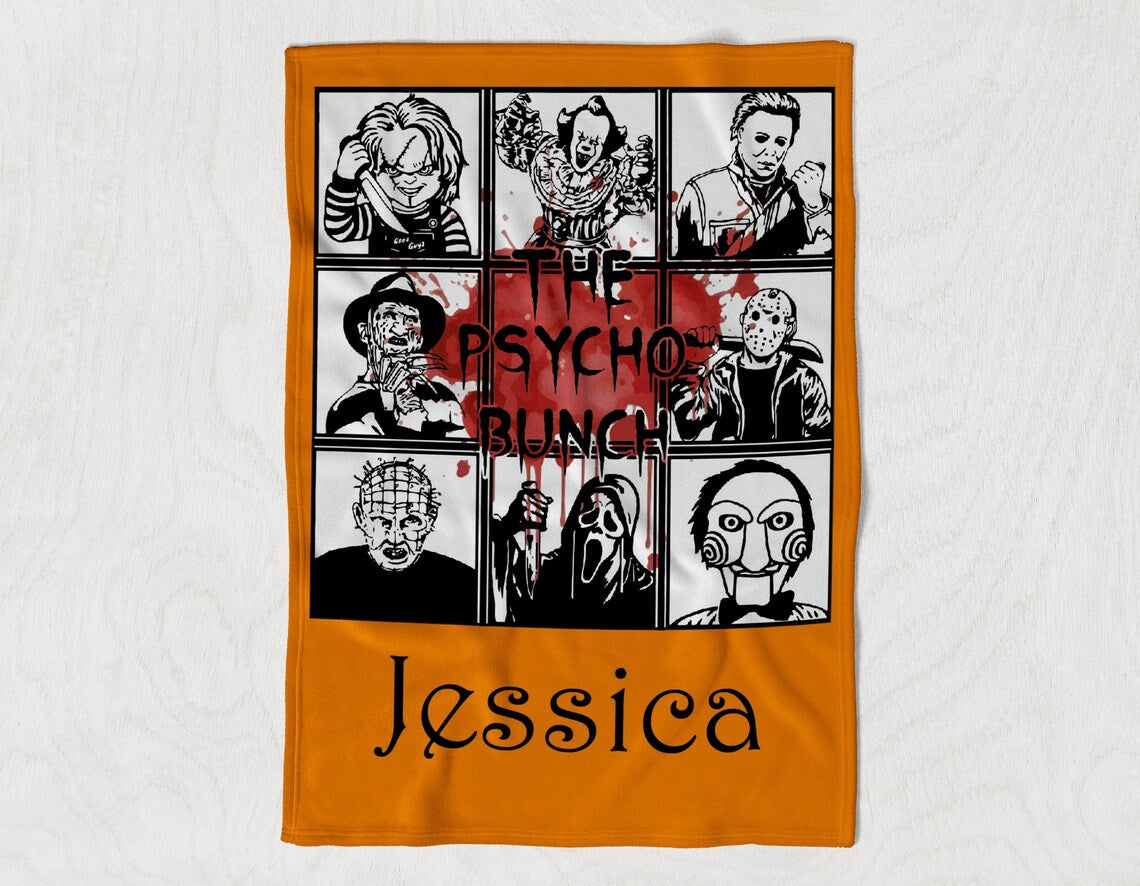 Personalized Horror Fan Blanket, Halloween Horror Movie Blanket, Scary Blanket, Horror Movie Blanket, Halloween Movie Night Cozy Blanket, Classic Horror