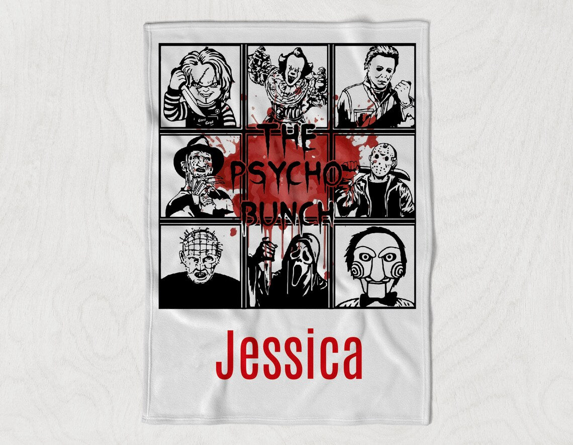 Personalized Horror Fan Blanket, Halloween Horror Movie Blanket, Scary Blanket, Horror Movie Blanket, Halloween Movie Night Cozy Blanket, Classic Horror