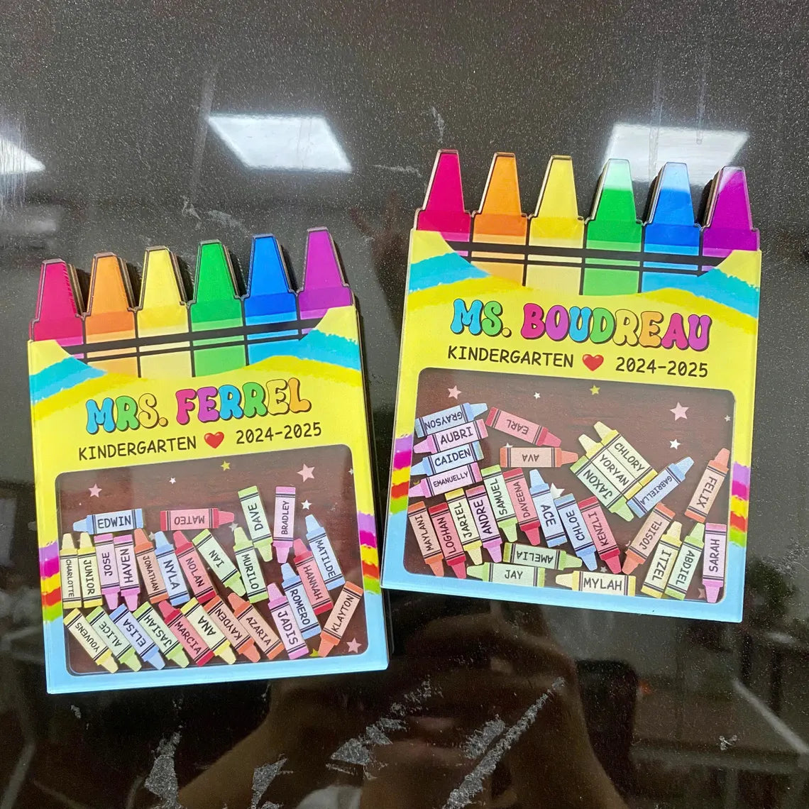 Custom Teacher Crayon Magnet, Teacher Appreciation Gifts, Custom Teacher Gifts Magnet, Thank You Gift, Crayon Shaker Magnet With Kids Names