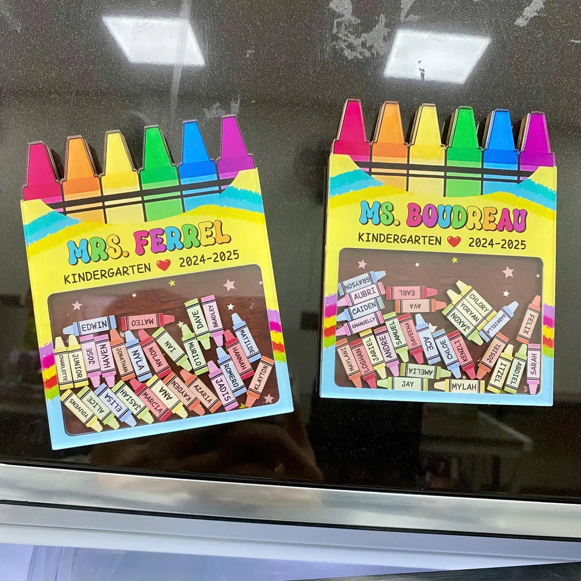 Custom Teacher Crayon Magnet, Teacher Appreciation Gifts, Custom Teacher Gifts Magnet, Thank You Gift, Crayon Shaker Magnet With Kids Names