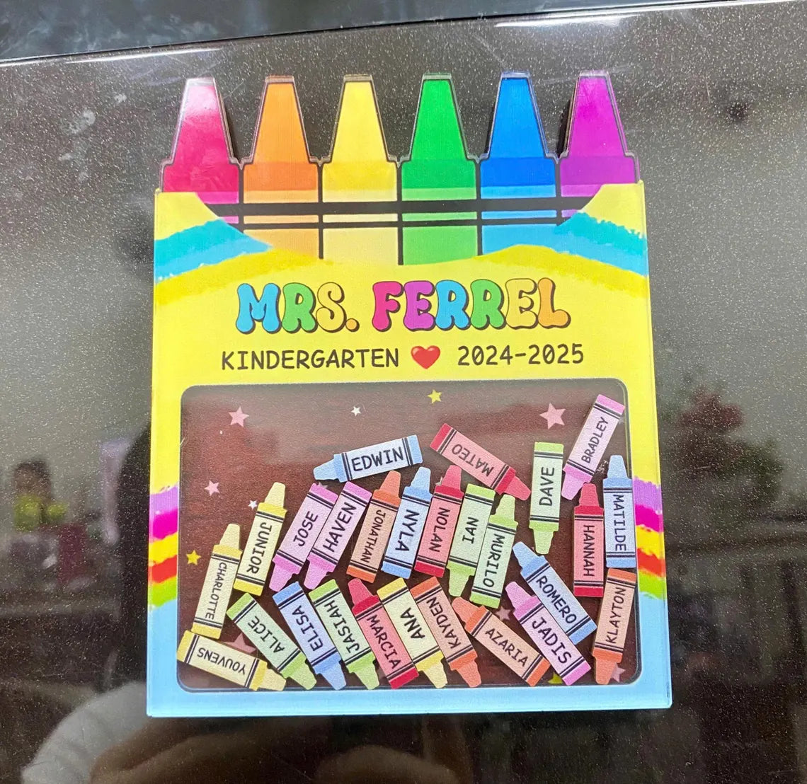 Custom Teacher Crayon Magnet, Teacher Appreciation Gifts, Custom Teacher Gifts Magnet, Thank You Gift, Crayon Shaker Magnet With Kids Names
