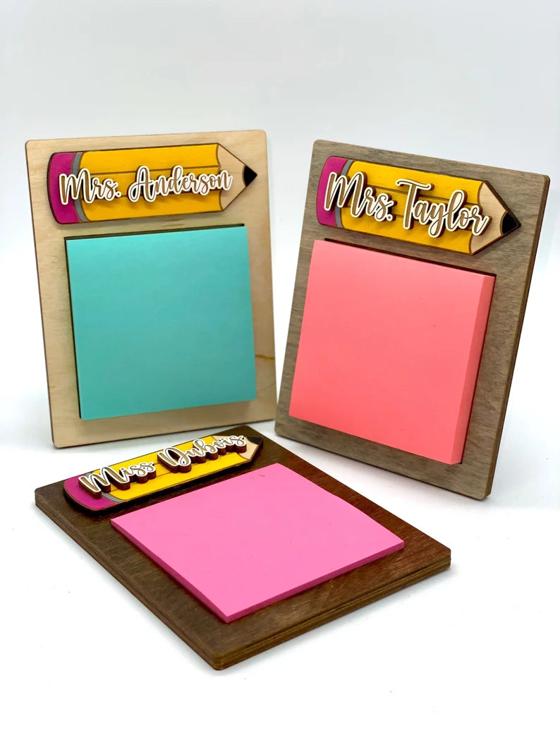 Teacher Sticky Note Pad Holder Gift | Personalized Teacher Name Gift