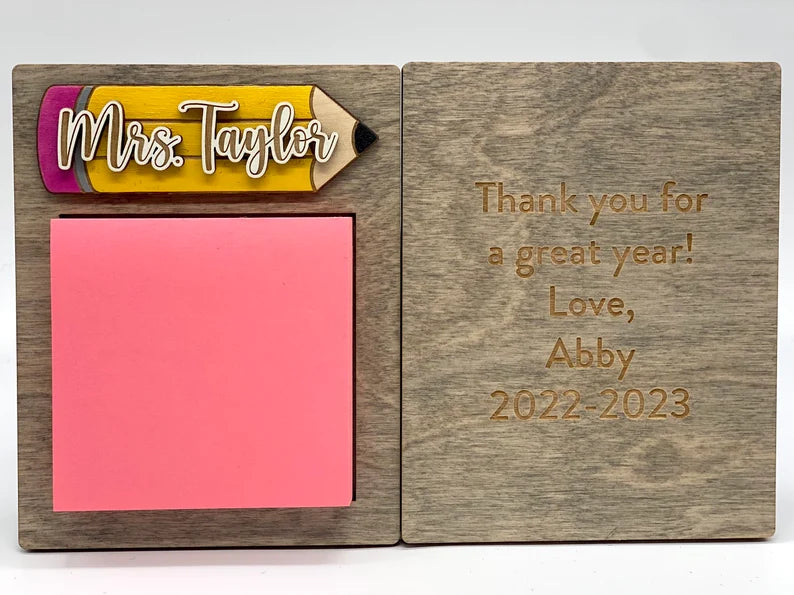 Teacher Sticky Note Pad Holder Gift | Personalized Teacher Name Gift