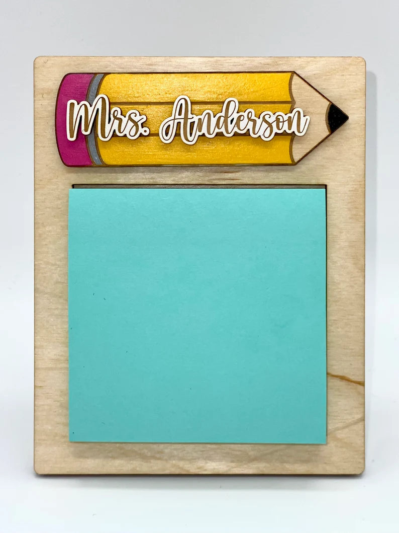 Teacher Sticky Note Pad Holder Gift | Personalized Teacher Name Gift