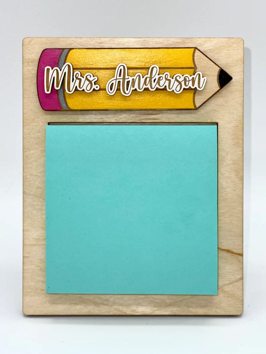 Teacher Sticky Note Pad Holder Gift | Personalized Teacher Name Gift
